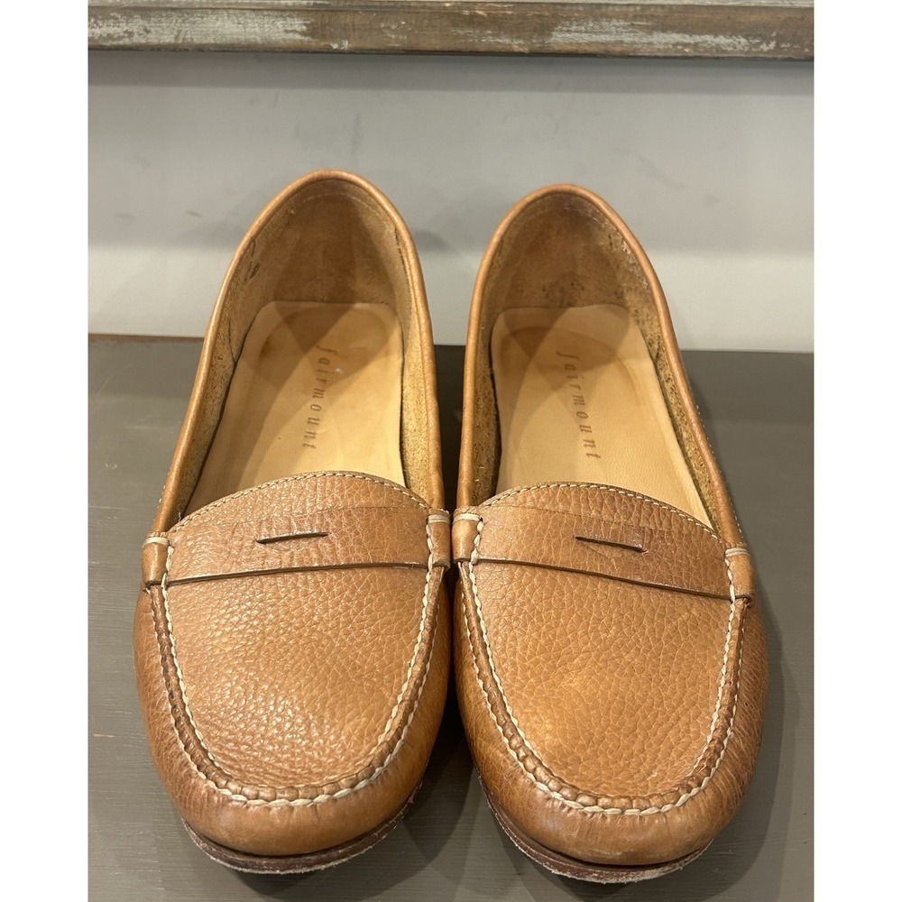 Fairmount Women 9.5M Cognac Pebbled Leather Driving Penny Loafers Made In Brazil - Picture 5 of 8